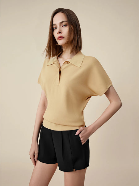 Amoretu Polo Neck Short Sleeve Knit Shirt