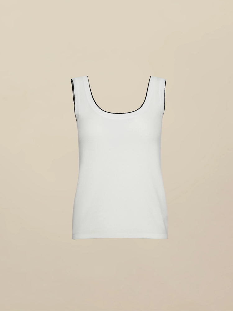 Amoretu Tencel U-Neck Contrast Trim Vest