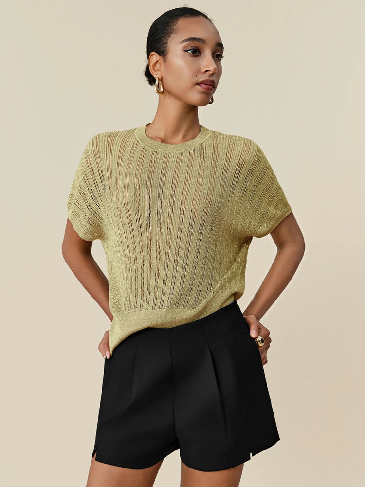 Amoretu Batwing Sleeve Glitter Knit Top