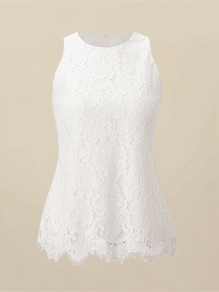 Amoretu Cotton Sleeveless Lace Tank Top