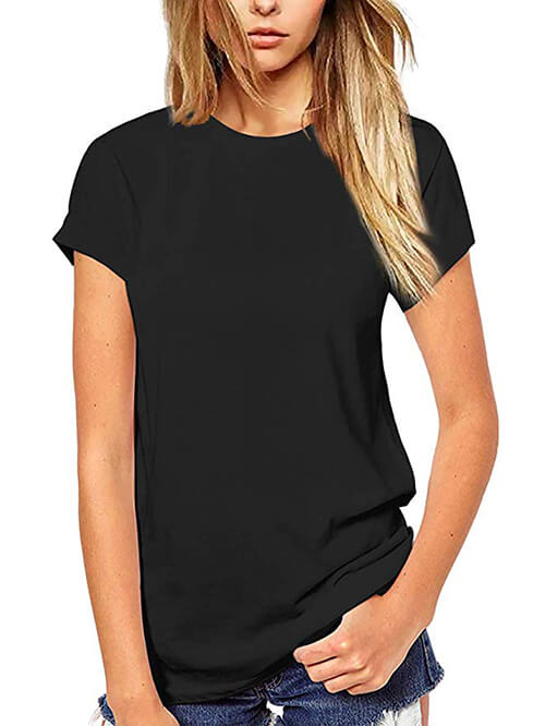 womens solid black tops