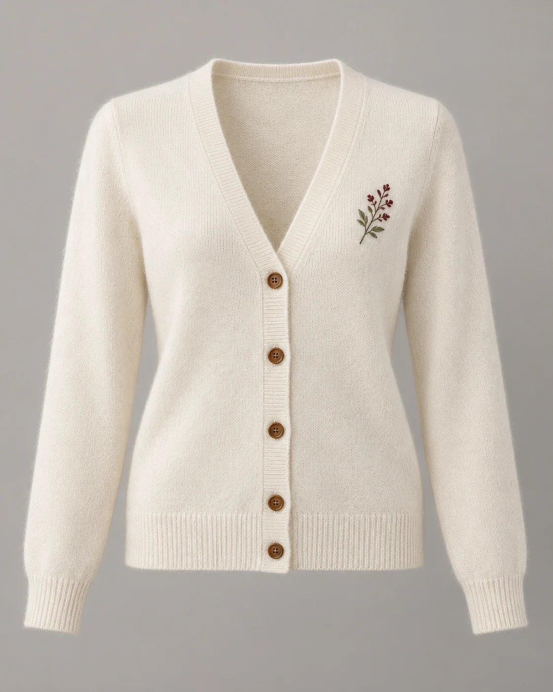 The Botanical Cardigan with botanical hand embroidery